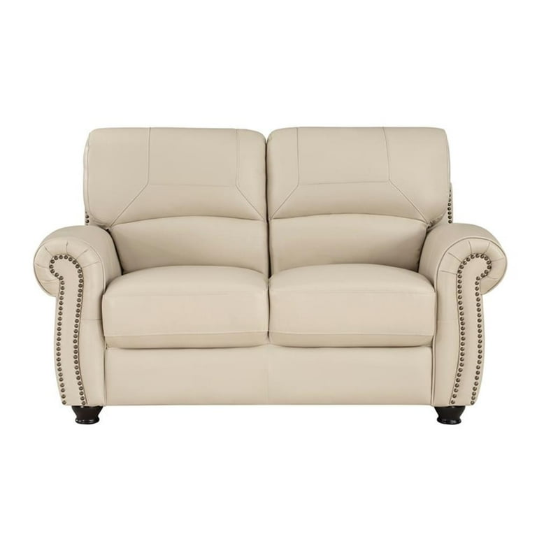Lexicon Foxborough Leather 2 Piece Upholstered Sofa Set in Cream Walmart