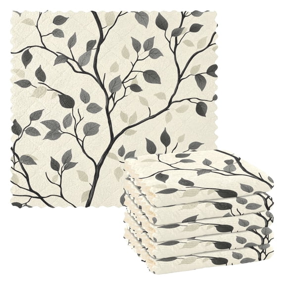 Yayeee 6 Pack Kitchen Dish Cloths for Washing Dishes Soft Absorbent Microfiber Towels, Leaves Pattern