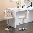 thumbnail image 4 of 2pcs Beige Velvet With Backs - 360° Swivel, Adjustable Seat Height 25 33 Inch For Home Pub And Kitchen Island 25-33 Height, Comfortable Kitchen,, 4 of 7