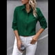 thumbnail image 4 of Camisas con Botones para Mujer, Blusas de Larga, Blusas Casuales Lisas para Oficina y Trabajo Verde Oscuro XXL, 4 of 7