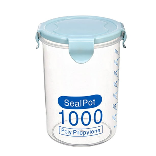 Bearachild Plástico Sellado Latas Cocina Caja Almacenaje Transparente Food Bote Keep Fresh Organizadores de utensilios de cocina azul L Bearachild HA0062-09B