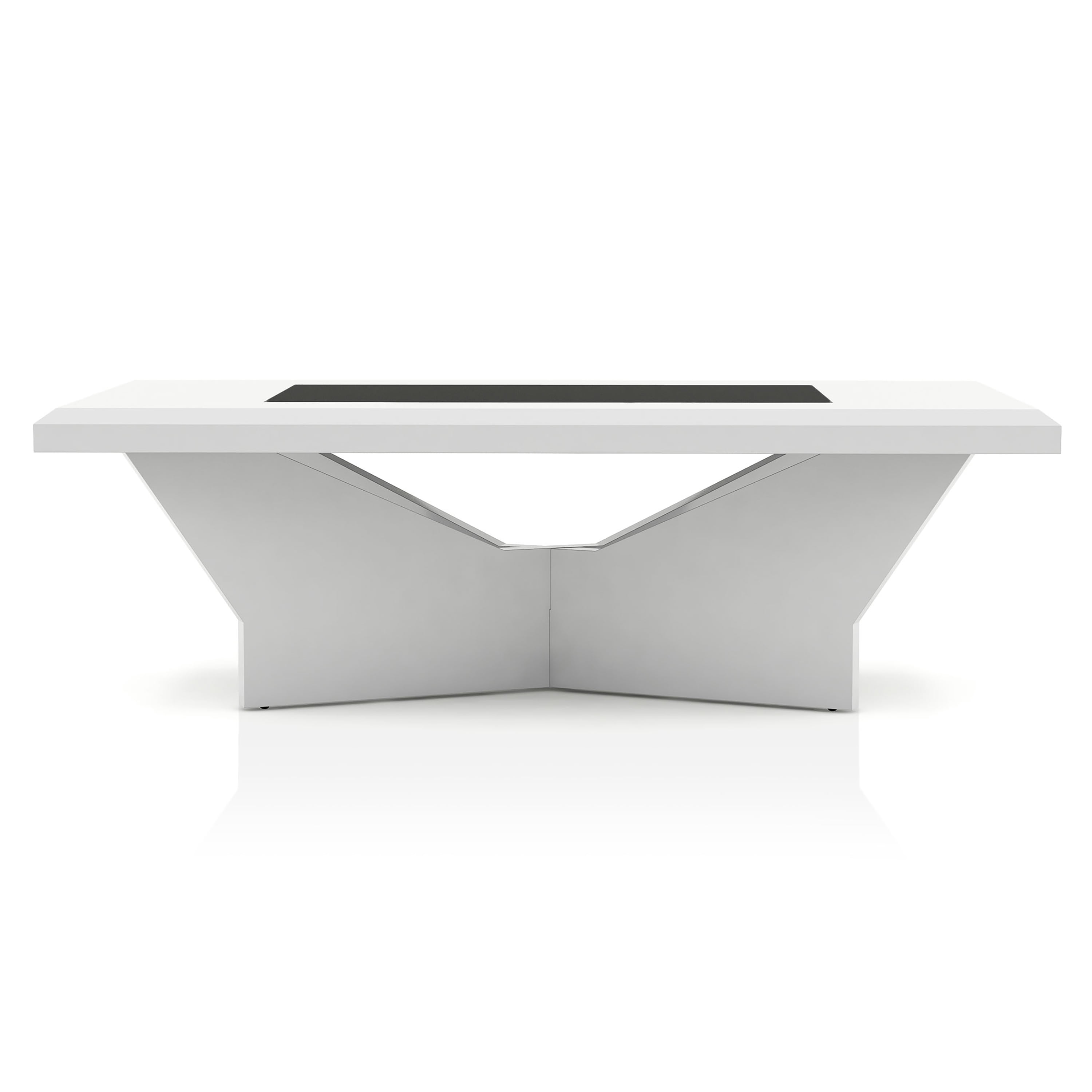 Furniture of America Duall Rectangular Black Glass Top and White Wood Coffee Table