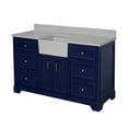 thumbnail image 5 of Zelda 60" Single Farmhouse Bathroom Vanity with Royal Blue Cabinet and Quartz Top, 5 of 7