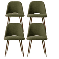 thumbnail image 1 of KOSSMAI Set of 4 Mid Century Modern Upholstered Dining Chairs, Fabric Padded Seat with Cut-Out Back, Walnut Metal Legs, Kitchen Dining Room Chairs Green, 1 of 7