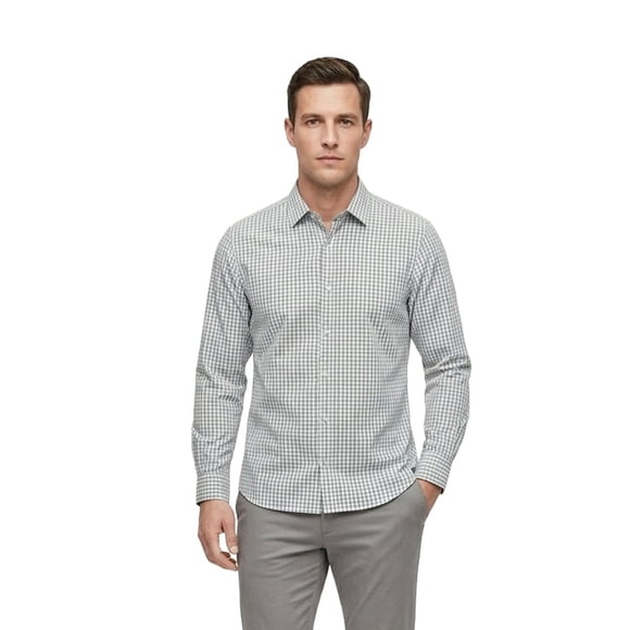 Banana Republic Men’s Blue Check Shirt Long Sleeve (015) (XL(SlimFit))