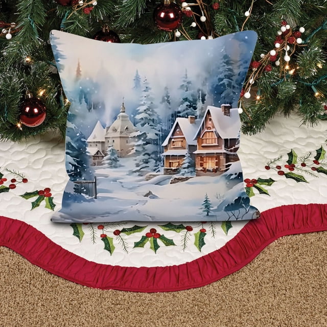 Fiudx Funda de Almohada Navideña de Invierno, Acogedora Decoración para El Hogar, Estampado Festivo Invernal, Tela Suave y Cómoda, Versátil Complemento para Sofá Cama de Salón, Ideal para Regalo Navi