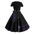 thumbnail image 3 of Alkepwun Halloween Dresses for Women Short Sleeve Swing Midi Dresses Vintage Pumpkin Print Dress A Line Party Dress, 3 of 3
