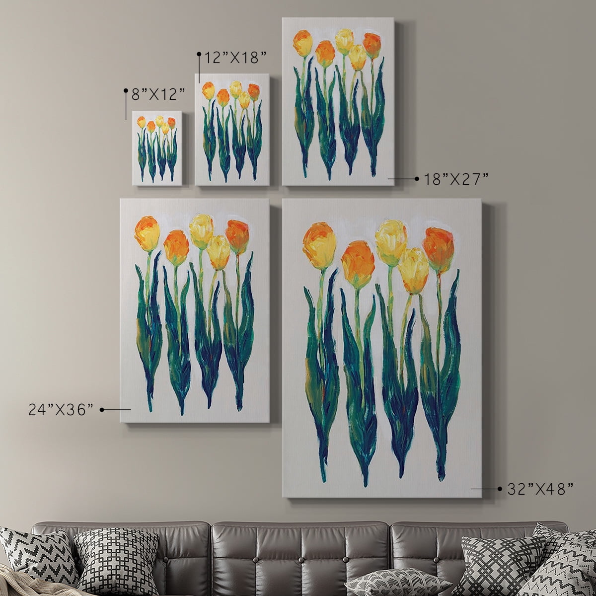 Tulips in a Row I Premium Gallery Wrapped Canvas - Ready to Hang