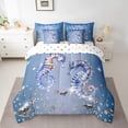 thumbnail image 2 of Seahorse Bed in a Bag Queen Comforter Set 7 Piece,Blue Sequin Fluid Art Comforter and Sheet Set,Crystal Diamond Bedding Set,Nautical Sea Animal Bed Set Coastal Creature Ocean Decor, 2 of 5
