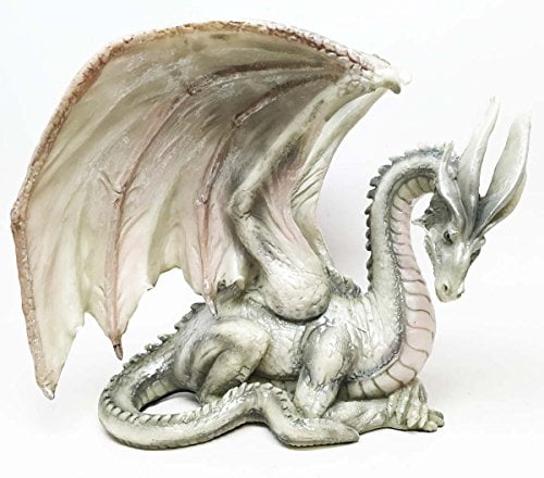 White Old Serpent Drake Wise Dragon Sculpture Composed and Ready ...