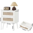 thumbnail image 2 of Rattan Nightstand, Boho End Table with 2 Drawers Bedroom Bedside Side Tables White Night Stand for Living Room, Bedroom, Dorm Room Essentials, 2 of 9