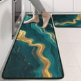 thumbnail image 2 of Kitchen Rugs Sets Of 2,Teal Gold Marble Pattern Anti Fatigue Kitchen Mat Rugs Non Slip Washable,Decorative Kitchen Floor Mats for Kitchen,Sink,Laundry,17"x47"+17"x47", 2 of 5