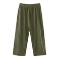 thumbnail image 4 of Pantalones Anchos Pantalones anchos de mujer Pantalones casuales de algodón sueltos con bolsillos (Verde militar S) Ygjytge para Mujer ejercito verde T L, 4 of 9