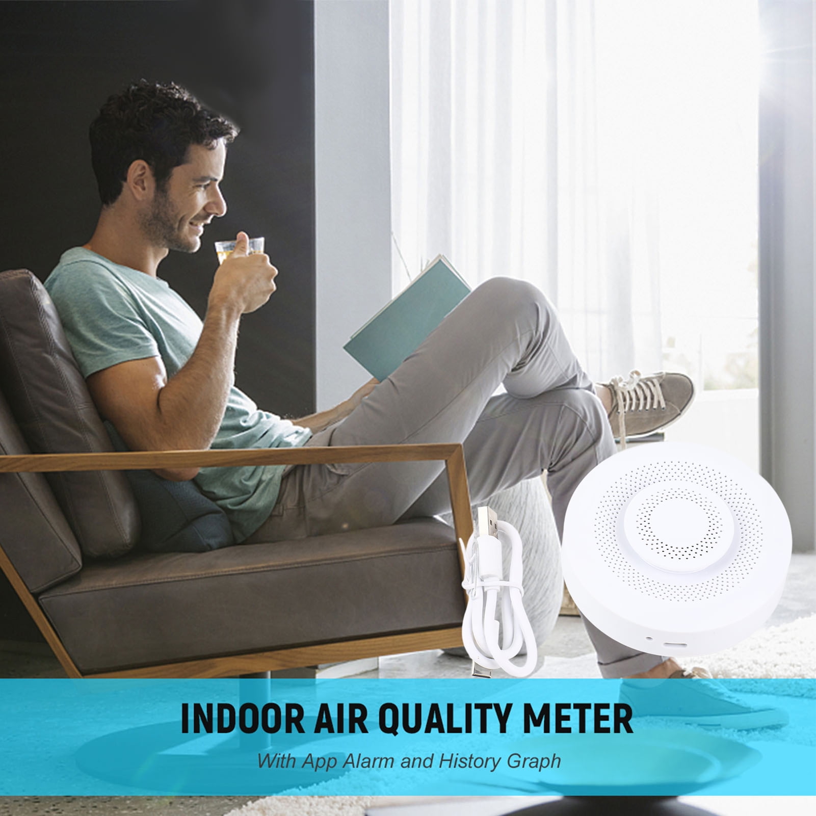 Quality Smart Air Quality Monitor Indoor Air Quality Meter Tester With App Alarm And Data Logger For Testing VOC Carbon Dioxide CO2 Temperature Humidity