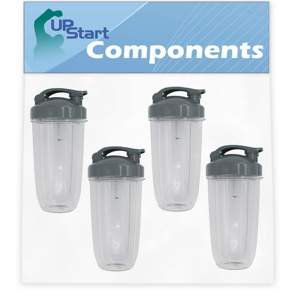 4 Pack UpStart Components Replacement 32 oz Cup with Flip Top To-go Lid for Ninja NutriBullet Pro 900 Series Blender