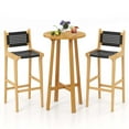 thumbnail image 1 of Costway Ensemble de Bar de Patio 3 Pcs Table de Cocktail Ronde avec 2 Tabourets de Bar en Rotin Sans Accoudoirs, 1 of 10
