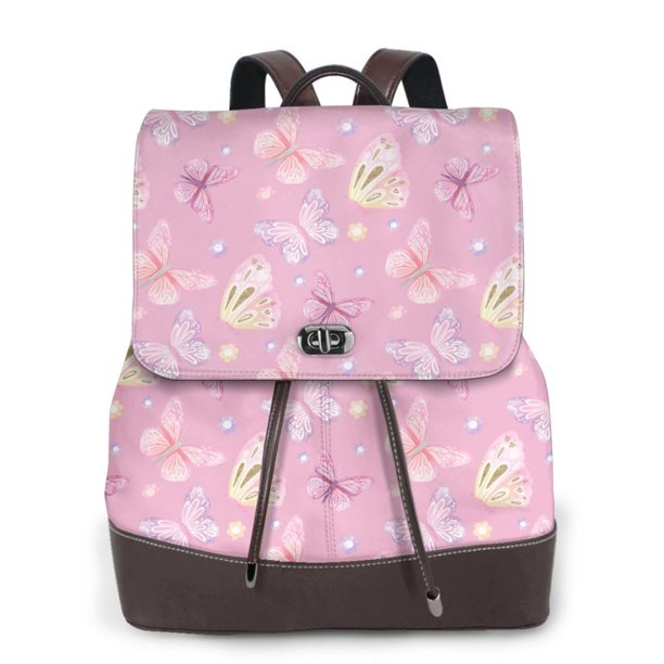 Disketp Butterfly 1 Mochila de Cuero para Mujer, Bolso de Espalda Antirrobo con Estilo para Viaje, Trabajo y Uso Diario