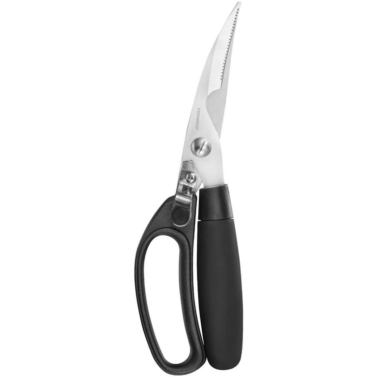KEENBEST Kitchen Shears Kitchen Scissors Heavy Duty Poultry Shears All Purpose for Chicken Food Meat and Cooking Spring-Loaded Handle, Black