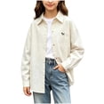 thumbnail image 4 of DJDLJWCJ Girls Button Down Shirts Long Sleeve Loose Fit Gradient Color Lightweight Jacket Lapel Casual Basic Shirt Yellow Size 9, 4 of 7