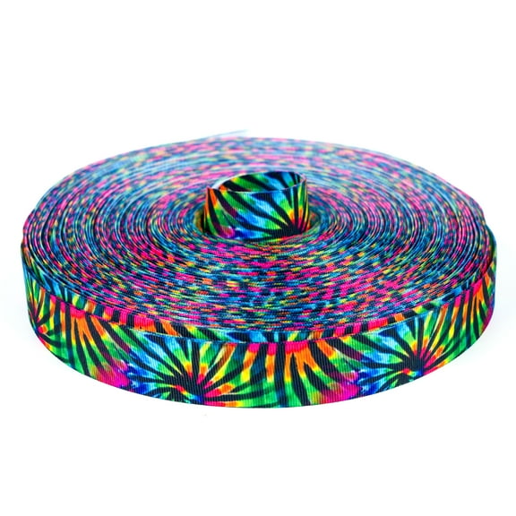 Country Brook Design® 5/8 inch Tie Dye Stripes Grosgrain Ribbon, 5 Yards