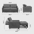 thumbnail image 2 of Pull Out Sofa,Asofer 3-in-1 Convertible Loveseat Sofa Bed with Separate Ottoman & Adjustable Backrest,Sleeper for Guest Room,Small Apartment, Dark Gray, 2 of 8