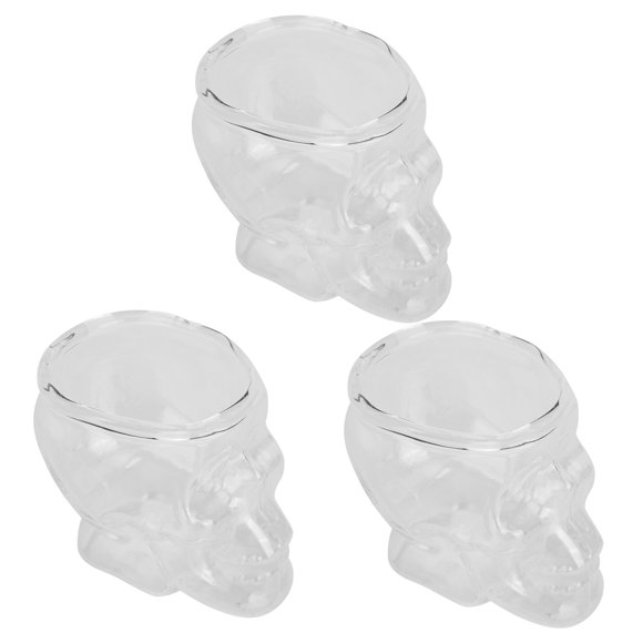 Taza de Vidrio Jadeshay 3 Piezas 75 ml Forma de Calavera