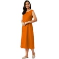 thumbnail image 4 of eloria Women Tunic Top Maxi Sleevless Round Neck Casual Dress Color : Mustrad 2 Size : S, 4 of 6