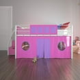 DHP Junior Metal Loft Bed with Storage Steps and Pink Curtain Set, Twin