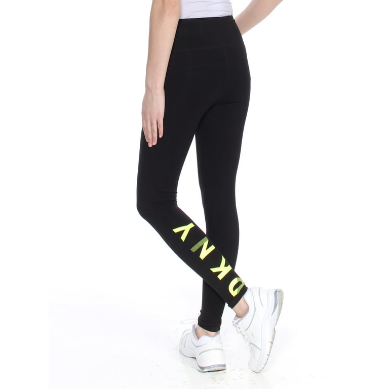 DKNY $59 Womens New 1153 Black Logo Print Active Wear Leggings XS B+B