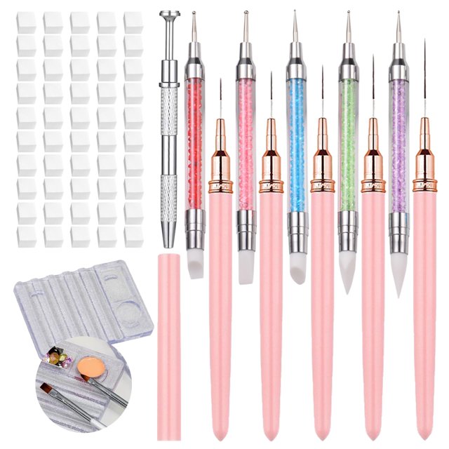 Juego de pinceles para decoración de uñas Dr.Nail, 62 unidades, con pincel delineador de rayas