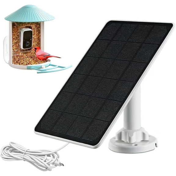 Solar Panel for Bird Feeder Camera, 3W Continuously Power Supply for Your Bird Feeder Camera, Type-C Plug
