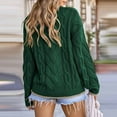 thumbnail image 3 of Lenpel Oversized Sweaters for Women Crew Neck Long Sleeve Chunky Cable Knit Pullover Tops Fashion Fall Winter Clothes(Green,X-Large), 3 of 4