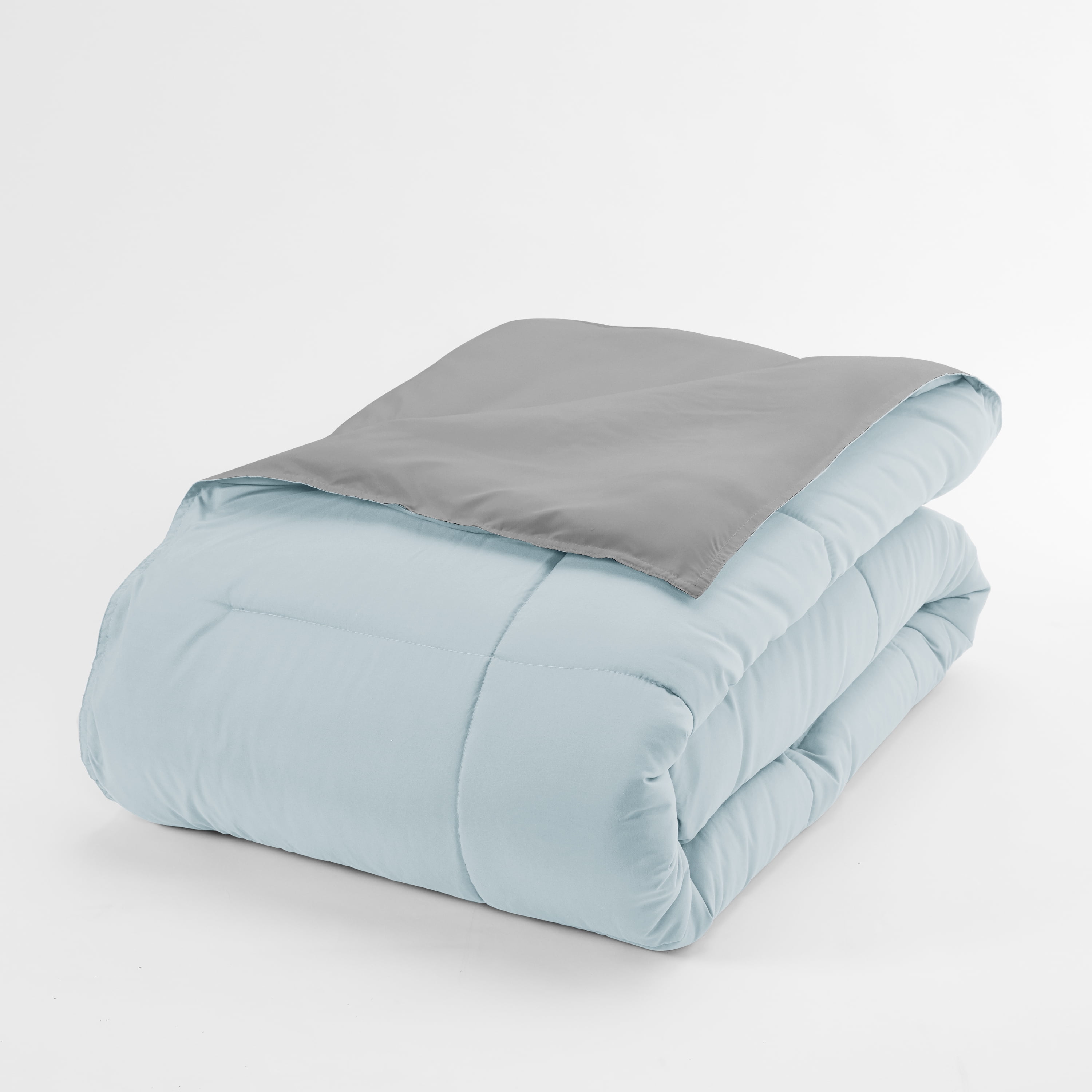 Noble Linens Soft 3-Piece Aqua & Gray Reversible All Season Lightweight Down Alternative Comforter Set, King/Cal King