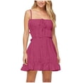 thumbnail image 2 of THDHVS Women's Casual Dresses,Fashion Summer Casual Sleeveless Solid Camis Backless High Waist Mini Dress Pink S, 2 of 5
