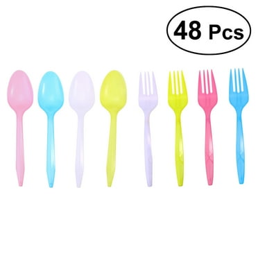 BalsaCircle 24 Gold Disposable 6" Premium Plastic Cutlery Spoons Forks ...