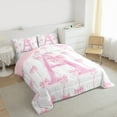 thumbnail image 3 of Manfei Letter A Monogrammed Bedding Comforter Set,Cute Bow Knot Twin Comforter Sets,Pink Glitter Print Bedding Set For Girl,Microfiber Room Decorative Reversible,2 Pieces, 3 of 8