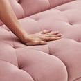 thumbnail image 5 of 71 Inches Velvet Futon Sofa Bed with 2 Pillows,Modern Convertible Futon Couch with Adjustable Backrest,Pink, 5 of 7