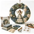thumbnail image 3 of 3D Fabric Poke Wreath DIY Kit – Multiple Designs Available, No-Sew Christmas Wreath Craft Kit, Beginner-Friendly Fabric Art Kit for Door Decor Gift, 3 of 7