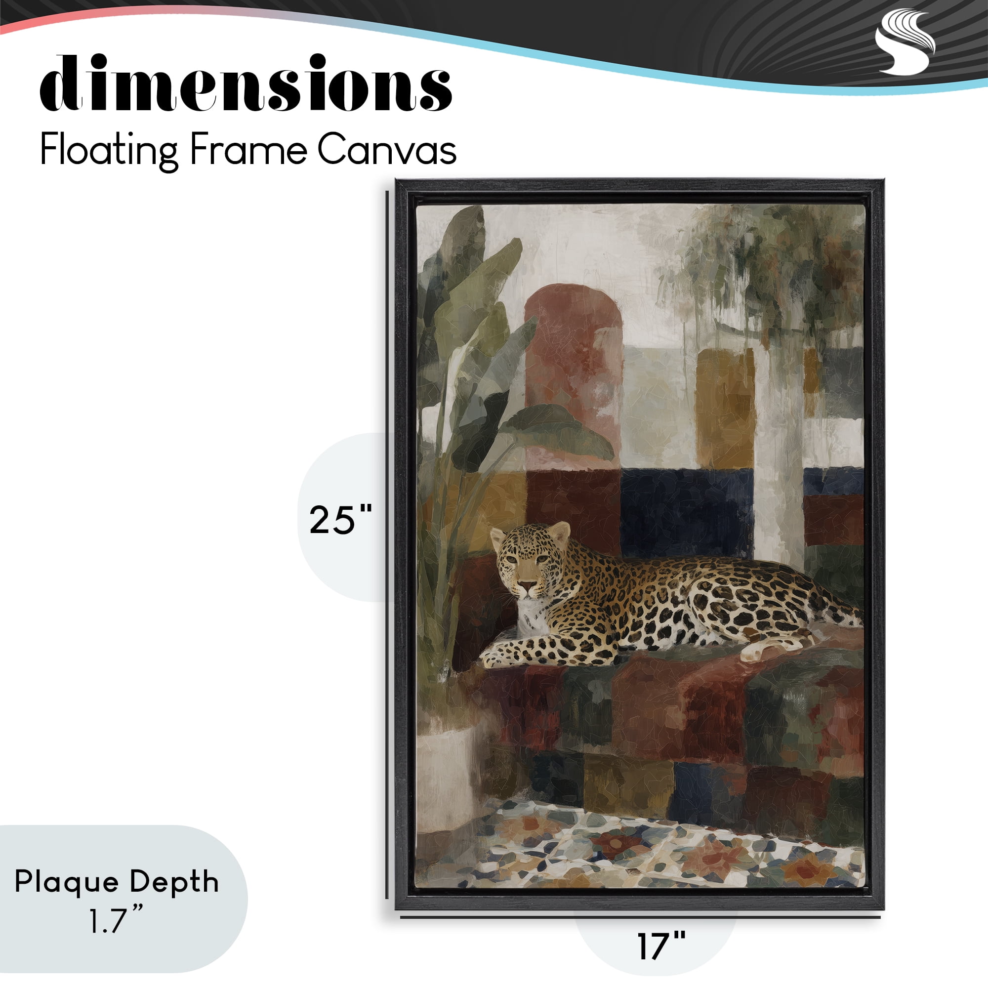 Stupell Industries Jaguar Among Tropical Palms Black Framed Floater Canvas Wall Art, design by Chromatic Storm Studio