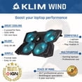thumbnail image 2 of Base de refrigeración para portátil KLIM Wind con 4 ventiladores y USB de 1200 RPM, 2 of 8