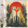 thumbnail image 2 of Cheetah Shower Curtain, Boho Tropical Jungle Safari Wildlife Animal Fabric Shower Curtain, Flower Plants Leopard Shower Curtain for Bathroom, with Hooks, Bathroom Curtain, 70X70IN, 2 of 4