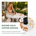 thumbnail image 5 of Round Outdoor Tablecloth with Umbrella Hole and Zipper, Orange Ombre Botanical Fitted Table Cover with Elastic Edge for 36-44 Inch, Watercolor Country Leaf Rustic Waterproof Patio Tablecoths, 5 of 9