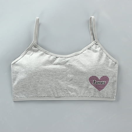 

Gyouwnll Children Bra Teen Girls Bra Cotton Training Bra Student Kids Underwear Camisole (Gray One size) womens tops