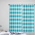 thumbnail image 4 of Brown White Plaid Kitchen Curtain 84 Inch Length Small Short Cafe Tiers Curtains Drape, Gradient Geometric Buffalo Checkered Window Treatment Rod Pocket Drapery Panels Curtains, 52x84, 4 of 5