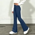 thumbnail image 6 of BLVB Girl's Flare Pants High Waisted Yoga Bootcut Pants Teen Kids Full Length Bell Bottoms Legging(Blue,7-8 Years), 6 of 8