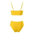 thumbnail image 5 of Wioihee Women High Waisted Bikini Sets Two Piece Swimsuit Push Up Twist Front Ruched Bathing Suit Yellow 6(M), 5 of 5