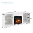 thumbnail image 3 of MDQMD Wooden TV Stand with Fireplace,Lighted Console Table with Power Outlet,Entertainment Centre Table with 4 Adjustable Glass Shelves for Living Room,White, 3 of 10