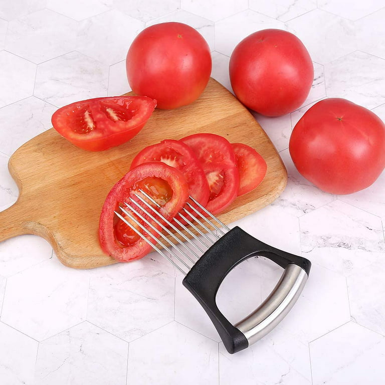  Onion Slicer Chopper - Full Handle Onion Cutter Peeler with  Odor Remover, Onion Holder for Slicing Vegetable, Stainless Steel Cutting  Kitchen Gadgets.: Home & Kitchen