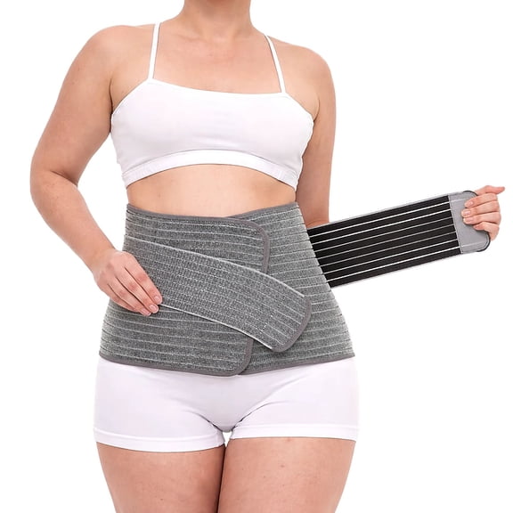 Sunveno Postpartum Support Recovery Belly Wrap Waist Postpartum Support Belts, Gray, S/M