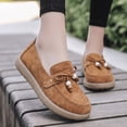 thumbnail image 5 of Domuza Women's Lace-Up Loafers Retro Round Toe Slip On Beaded Comfortable Non Slip Casual Flats Moccasins Shoes for Work Walking Coffee 6.5（EU-37）, 5 of 7